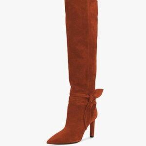 FSJ Women Elegant Pointed Closed Toe Knee High Long Boot Ladies Shoes With Bow